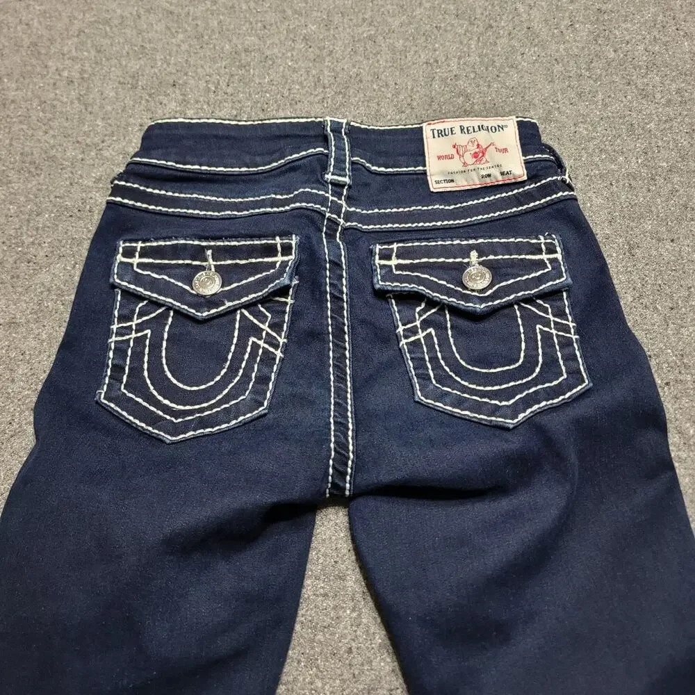 True Religion Jeans Women 25 Blue Jennie Curvy Skinny Chunky Stitch Streetwear
